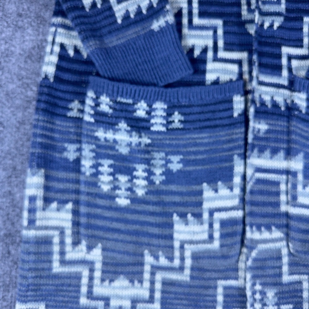 Pendleton Blue White Southwestern Geometric Longline Duster Cardigan Sweater S - Picture 5 of 16